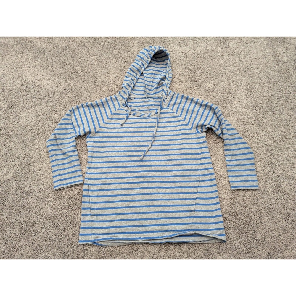 DKNY Jeans Sweatshirt Women's Medium Hoodie Pullover Striped Blue Drawstring